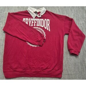 Harry Potter Gryffindor Red Sweatshirt Medium Wizarding World White Polo collar